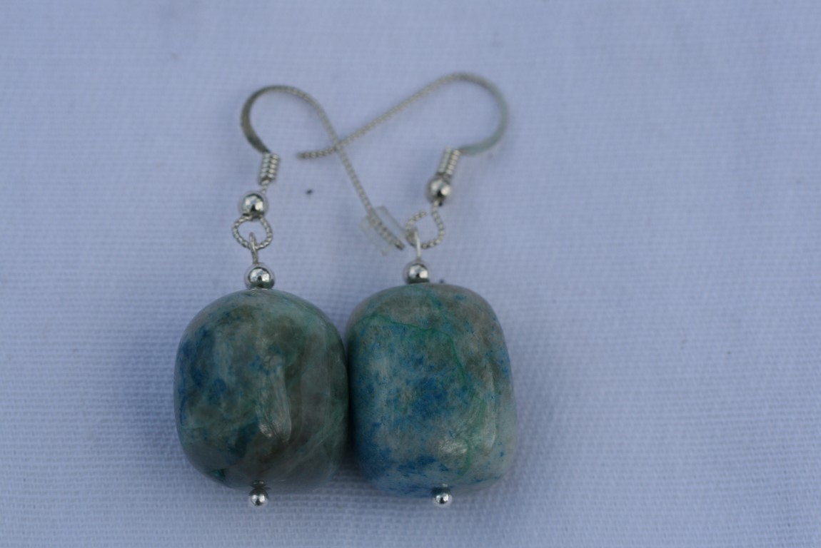 Ajoite and Papagoite Earrings  love, healing, emotional support 5232